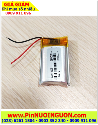 Pin sạc 3.7v Li-polymer 802030, Pin sạc 802030 Lithium Li-polymer 3.7v 400mAh (có sẳn mạch sạc)